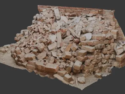 Brick Rubble Pile Scan Low-poly 3D model