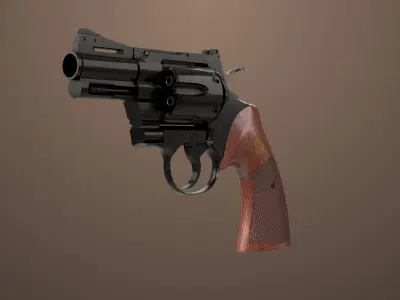 Revolver 05 Small Black All PBR Unity UE Textures Low-poly 3D model