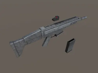 PBR Gameready Scar-h assault rifle Low-poly 3D model