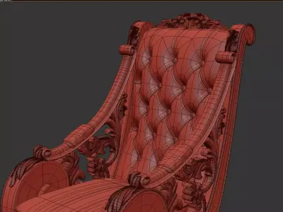 Classic Royal Carved Armchair 3D model