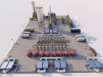 Industrial Factory-Petrochemical-Factory building 3D model
