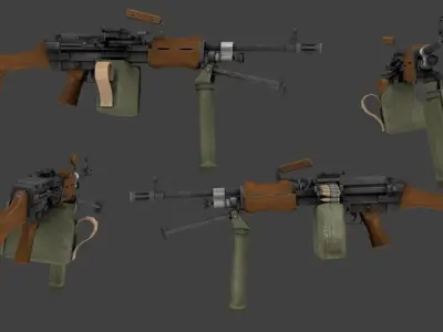 Grenade launcher Gun low poly 3D model Low-poly 3D model