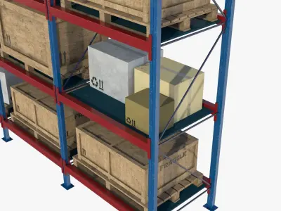 Warehouse Rack Low-poly 3D model purchase