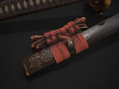 Weapon Katana Sword Blade Low-poly 3D model