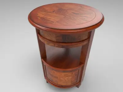 Artistic Wooden Round Chest 3D model