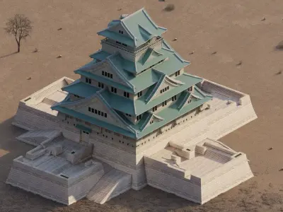  Osaka Castle-Hikone Japanese Castle 3D model