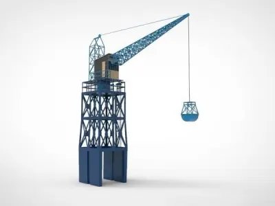 Industrial and port cranes  Low-poly 3D model