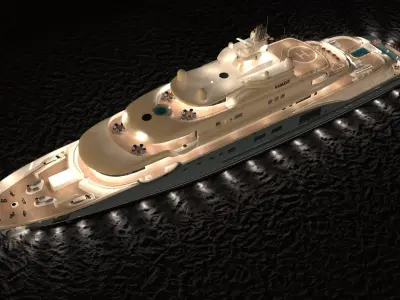 Radiant Suprtyacht Night Scene 3D model