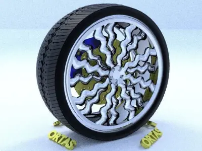 ORTAS CAR RIM 11 GAME READY RIM TIRE AND DISC 3D model