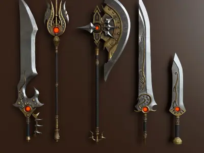 Collection of fantasy combat weapons 2 3D Model Pack