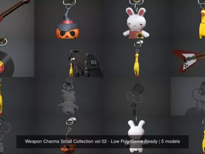 Weapon Charms Small Collection vol 02 - Low Poly Game Ready 3D Model Pack