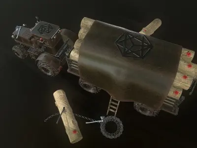 Forest Tractor Low-poly 3D model