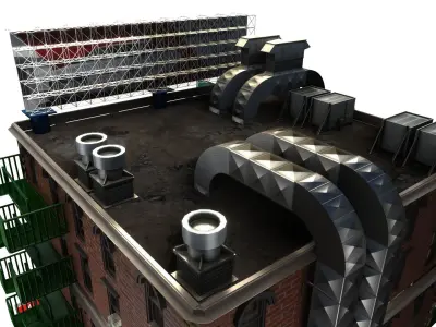 City Street Building  3D Model Free low-poly 3D model
