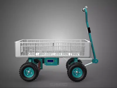 ELECTRIC UTILITY CART TROLLEY PLASTIC LATTICE RACK BASKET CRATE 3D model
