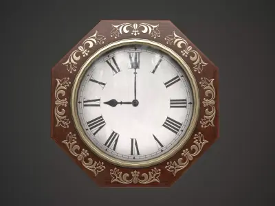 Vintage Wall Clock Low-poly 3D model