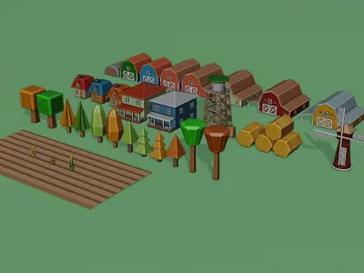 Cartoon Farm - Simple Assets Low-poly 3D model