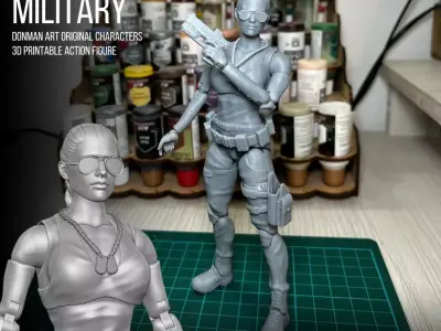 Female Military full Action figure 3D printable Files 3D print model