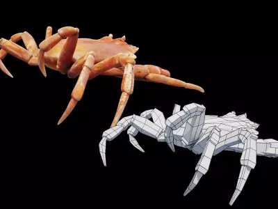 Animated Crab Low-poly 3D model