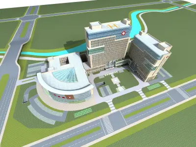 Hospital Building 3D model 8