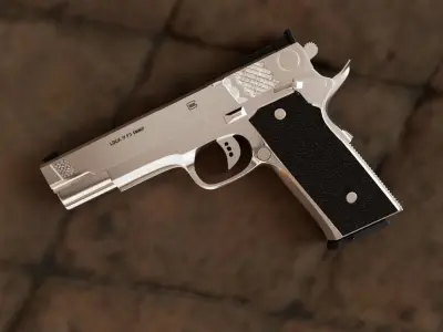 pistol Low-poly 3D model 2