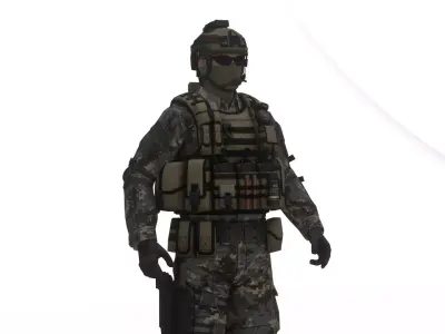 Elite Military Soldier 3D Model Realistic Rigged Character  Low-poly 3D model
