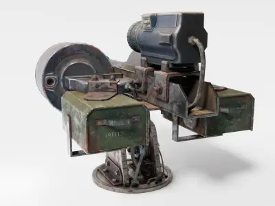 Shotgun double barrel turret post-apocalypse da1 Low-poly 3D model