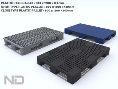 PLASTIC PALLET 800x1200x170-140 3D model