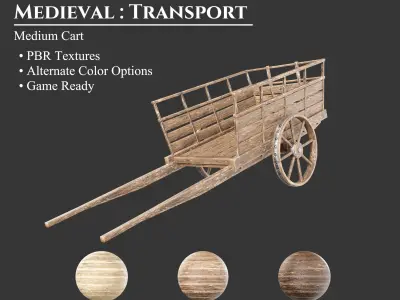 Medieval Transport Cart Medium Low-poly 3D model