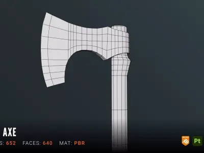 Viking Axe Low-poly 3D model 35