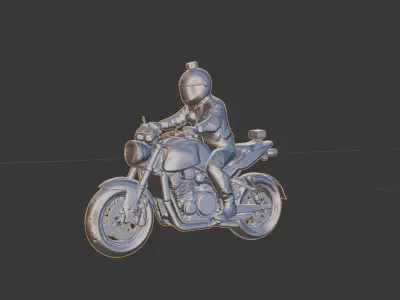 Motorcyclist on Classic Bike 3D Model 3D print model