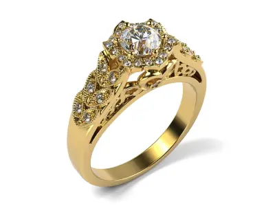Vintage Round Oval Center Stone Ring 3D print model purchase