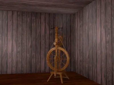 spinning wheel Low-poly 3D model