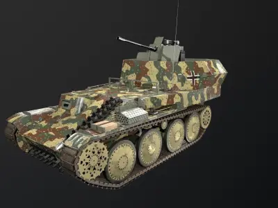 Flakpanzer 38 Gepard Tank Low-poly 3D model