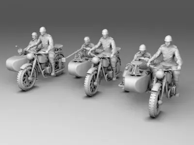 Military on a bike 3D print model