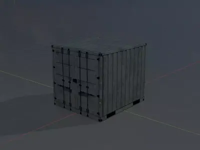 Shipping Container light gray 6-foot Low-poly 3D model