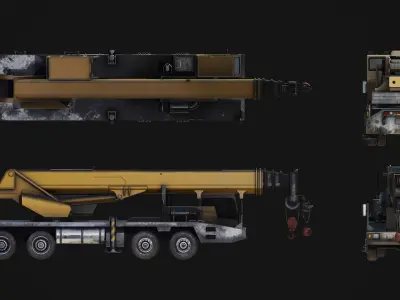 Telescopic Boom Truck Crane - Rigged - Lowpoly Low-poly 3D model