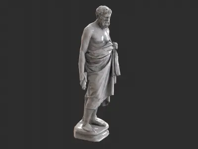 Greek Man Statue - Marble Low-poly 3D model