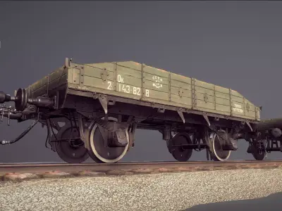 Armored Train JDP20TU railway platform 18T Low-poly 3D model