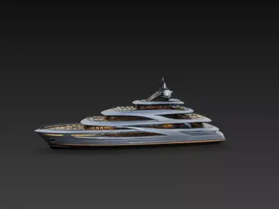 Premium Futuristic Luxury Super Yacht 3D print model