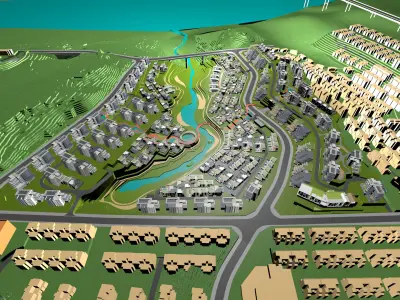 Buildings City building industrial park commercial housing 3D model V17