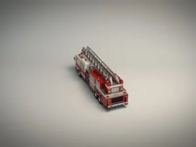 Low Poly Fire Truck Low-poly 3D model