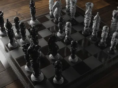 Royal Marble Chess Set 3D model