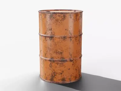 Steel Barrel - Orange - Rusted 3D model