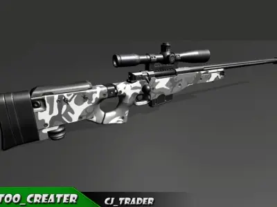Modern AWM-Sniper Riffle low poly 3d model Low-poly 3D model