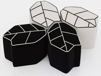 Leaf Stool With Contrasting Piping 3D model