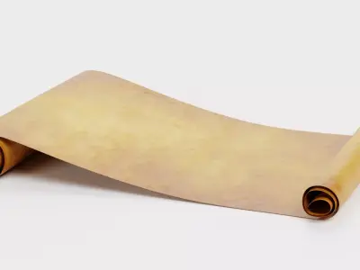 Scroll V2 - Aged Parchment Sheet Low-poly 3D model