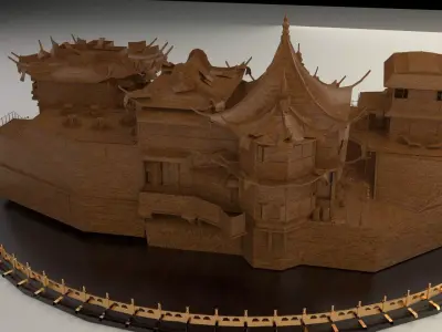 Chinese ancient house  3D model 16