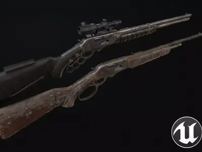 Winchester sniper rifle Low-poly 3D model