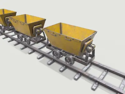 Mine Wagon-1 Low-poly 3D model