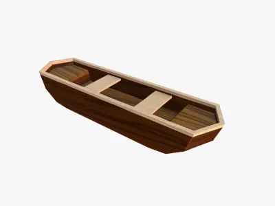 Cartoon Rowboat Low-poly 3D model